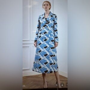 Stylish Blue and Black  Trench Coat